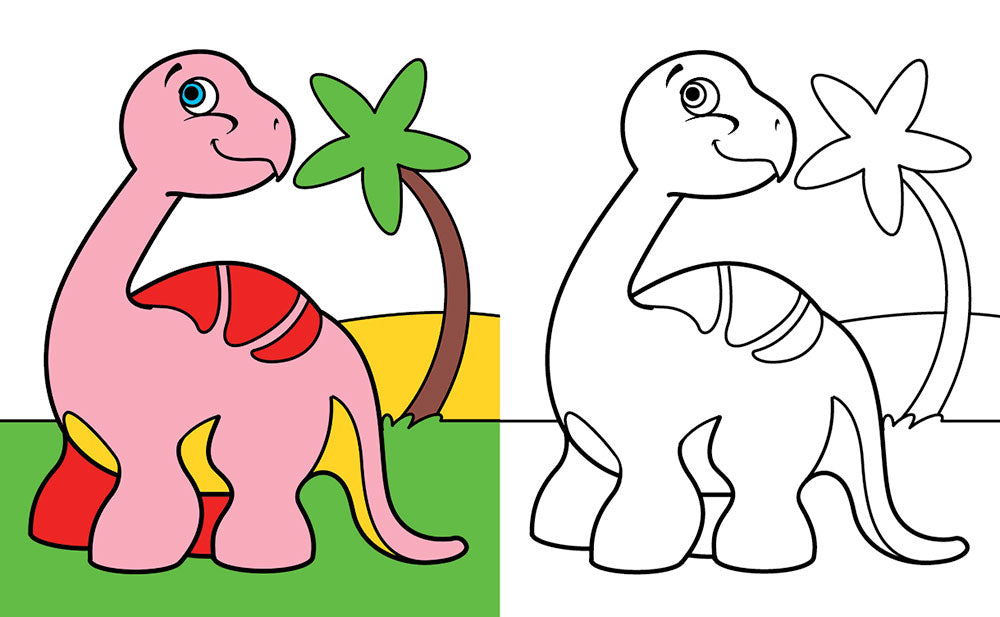 Colora i Dinosauri + pennarelli::Tanti simpatici dinosauri tutti da colorare!