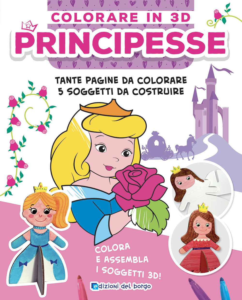 Colorare in 3D - Principesse::Tante pagine da colorare - 5 soggetti da costruire