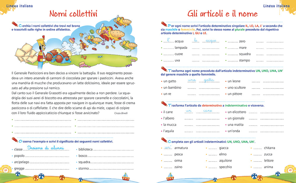 Leggo scrivo conto in vacanza - 8/9 anni::Attività di ripasso di italiano e matematica