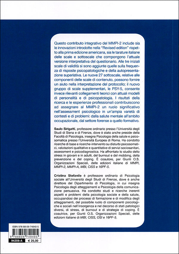 MMPI - 2: aggiornamento all'adattamento italiano::Scale di validità, Harris-Lingoes, supplementari, di contenuto e PSY-5