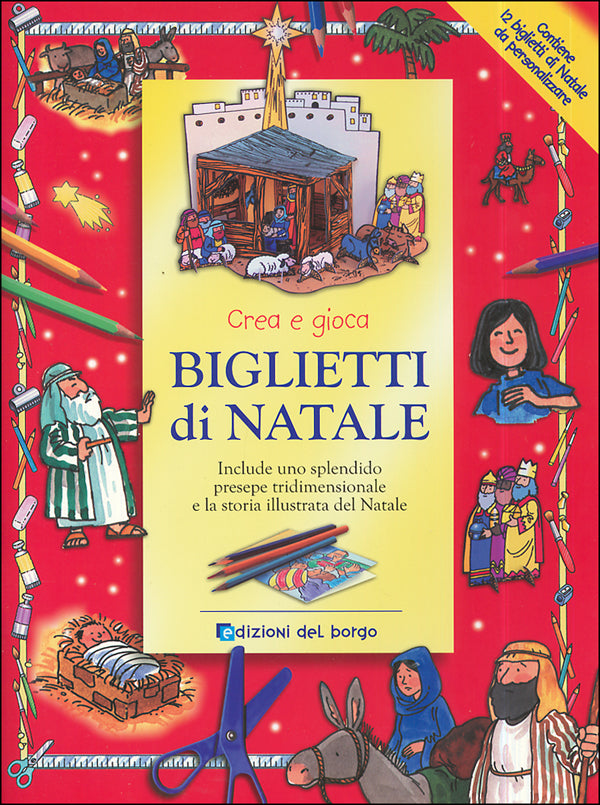 Biglietti di Natale::Include uno splendido presepe tridimensionale e la storia illustrata del Natale
