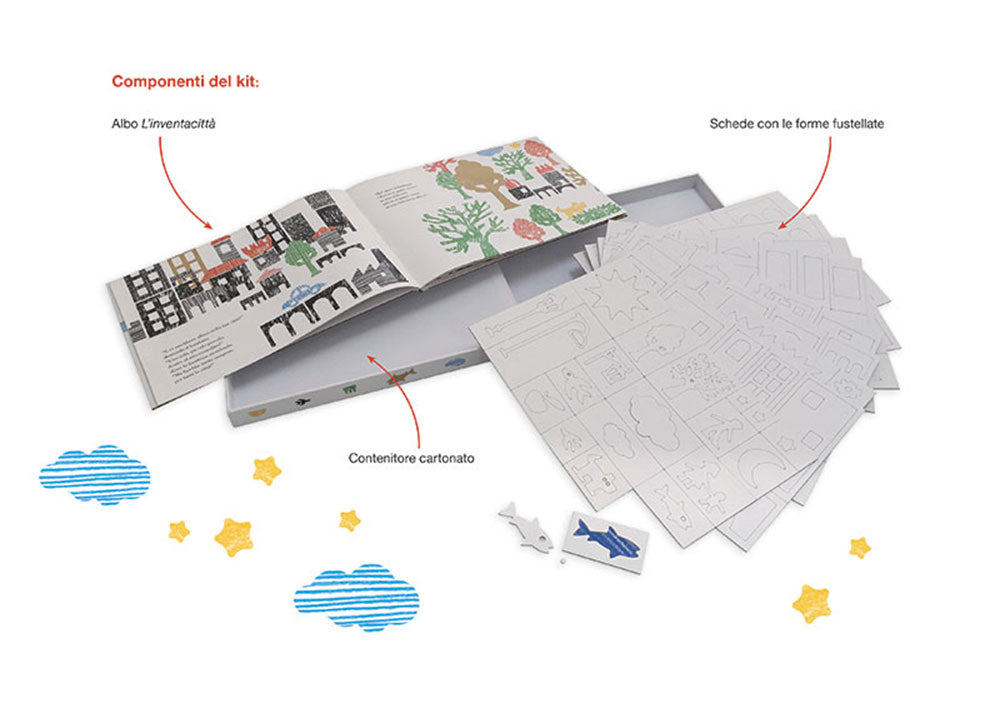 L'inventacittà::Libro + 126 fustelle per disegnare la città