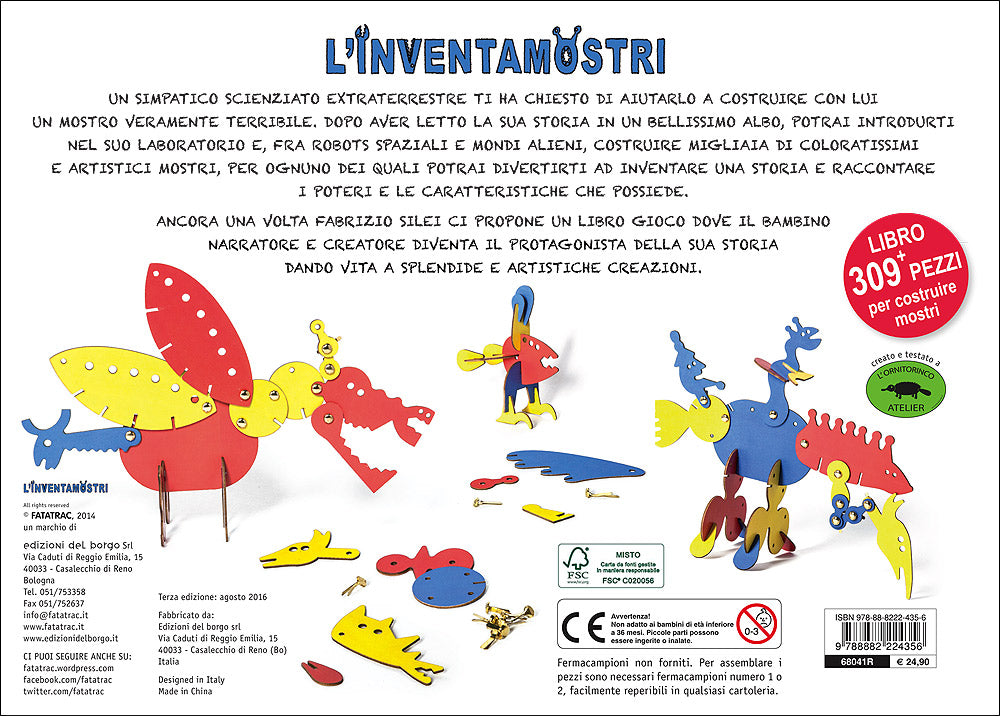 L'inventamostri::Libro + 309 pezzi per costruire mostri