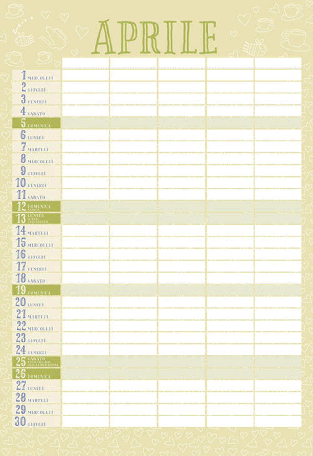 Calendario della famiglia 2020::per organizzare e tenere sotto controllo tutti gli impegni