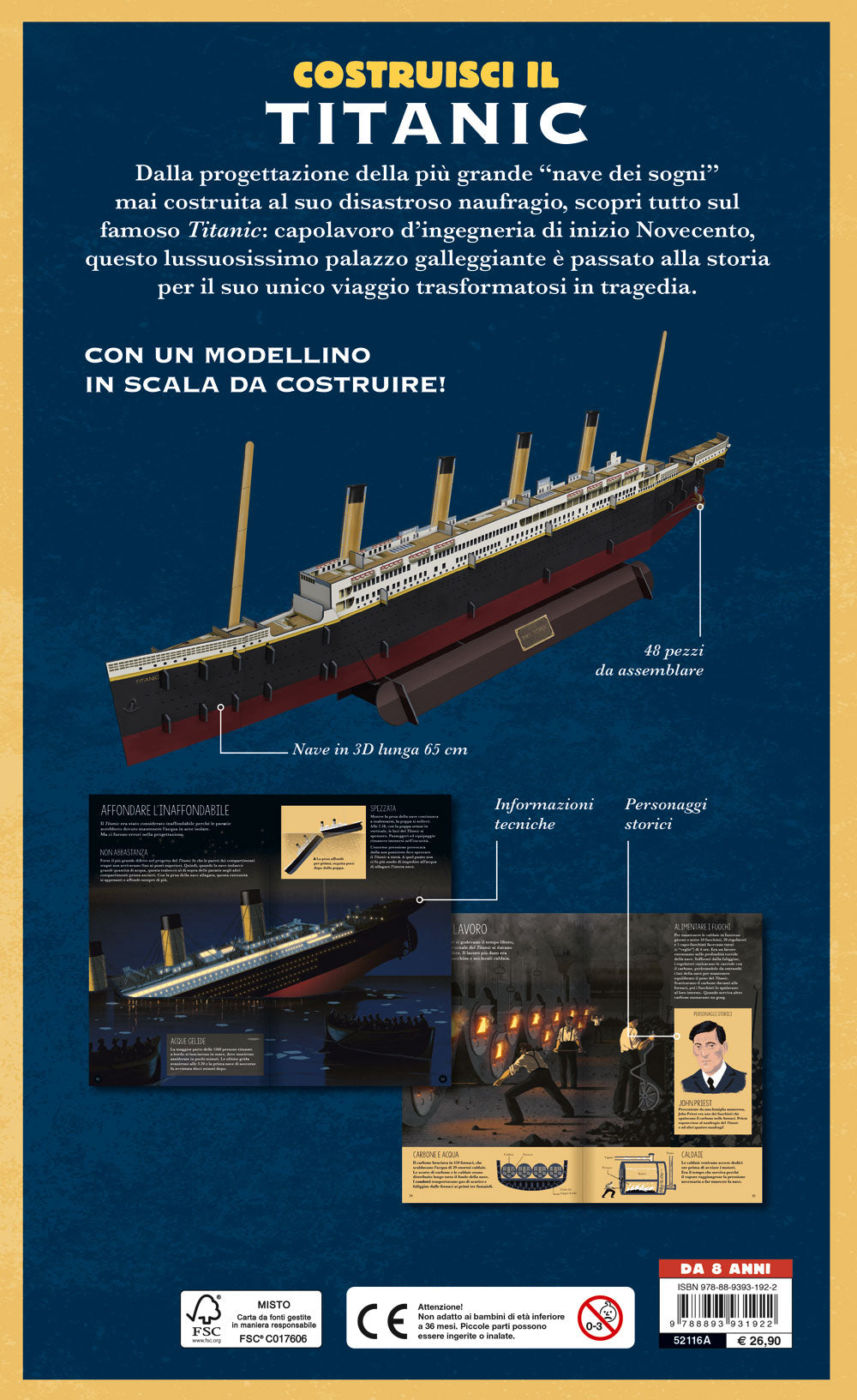 Costruisci il Titanic::Costruisci una nave di 65cm – Libro + modellino con 48 pezzi