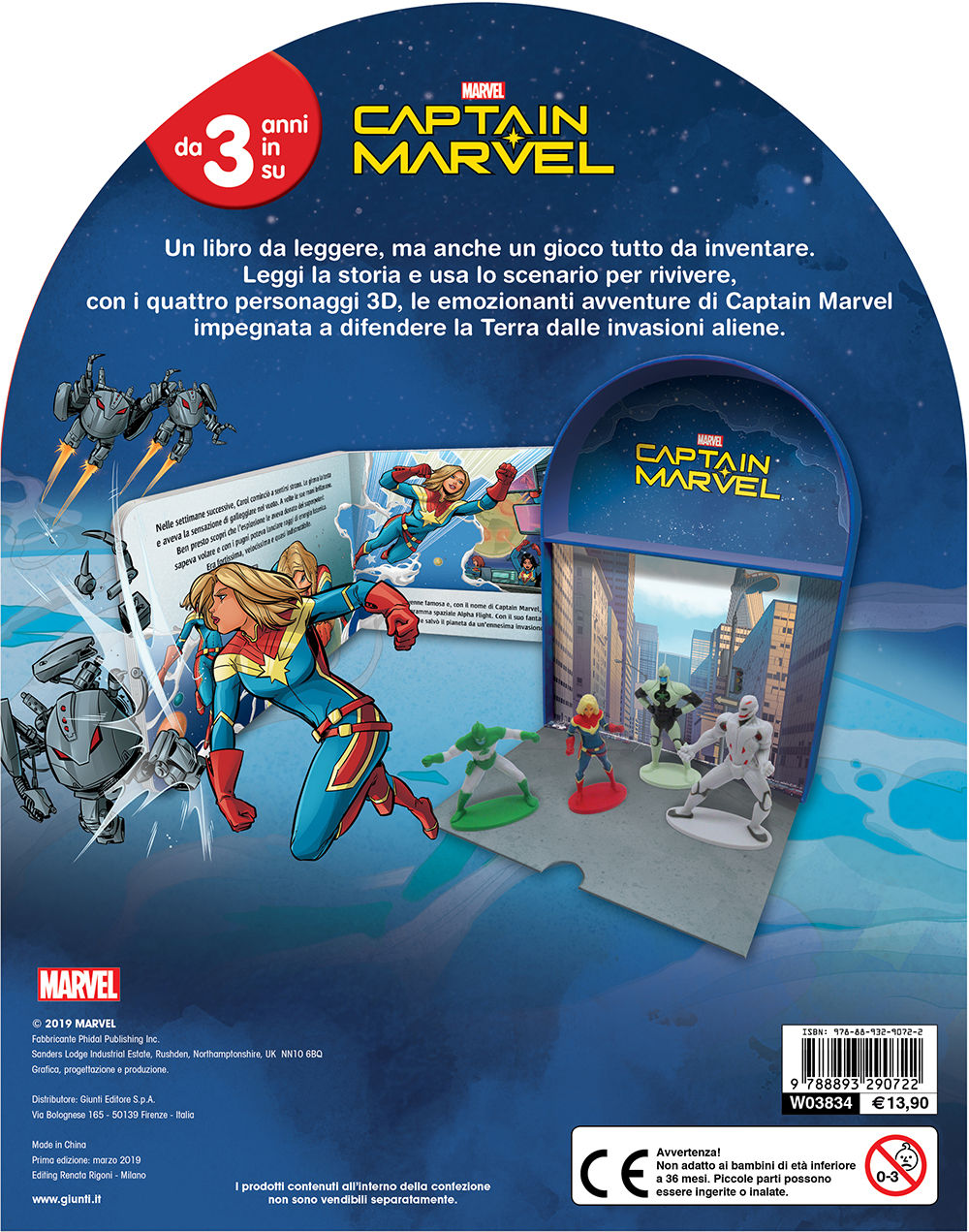 LibroGiocaKit - Captain Marvel::Con 4 personaggi 3D e 1 scenario per giocare!