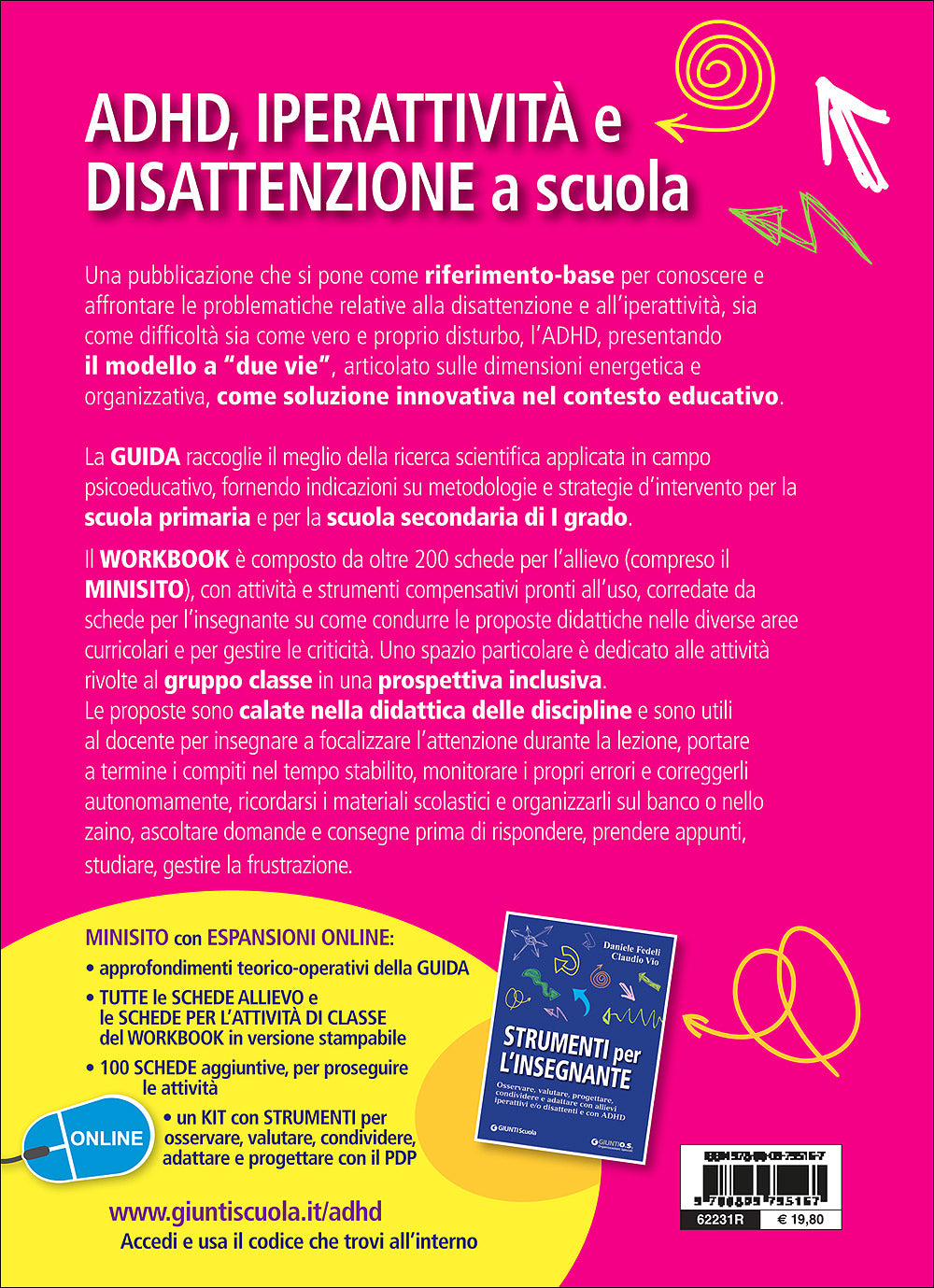 ADHD iperattività e disattenzione a scuola::Guida con Workbook