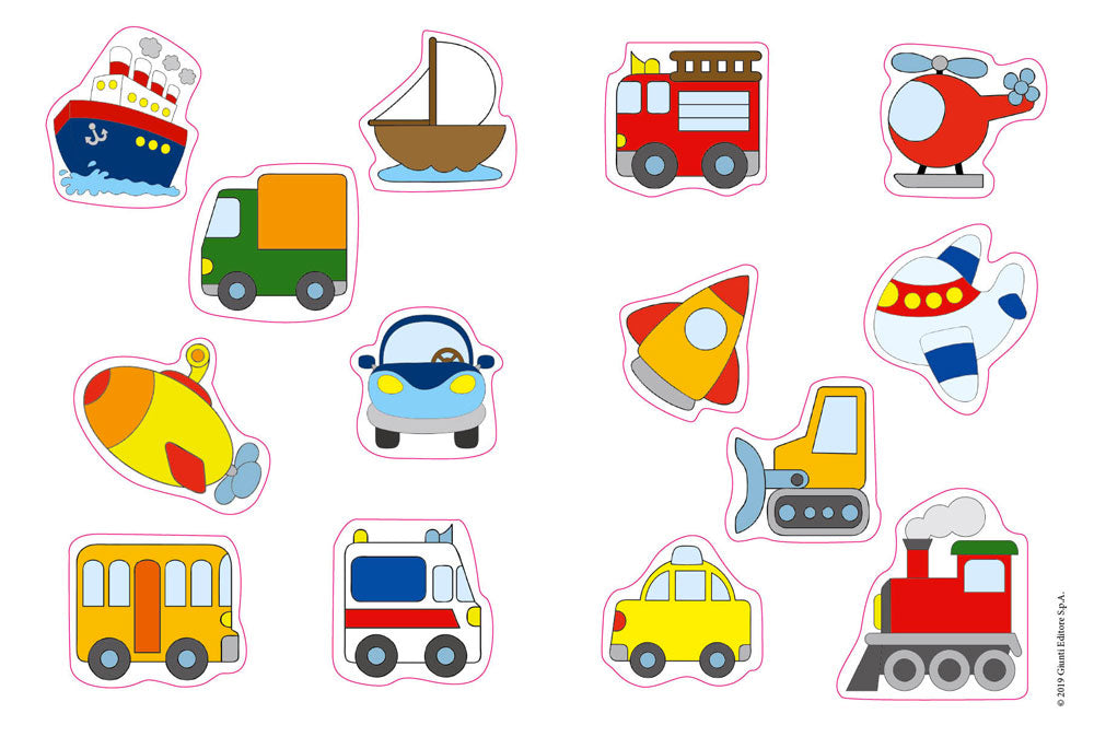 Colora e gioca con i mezzi di trasporto (con stickers)