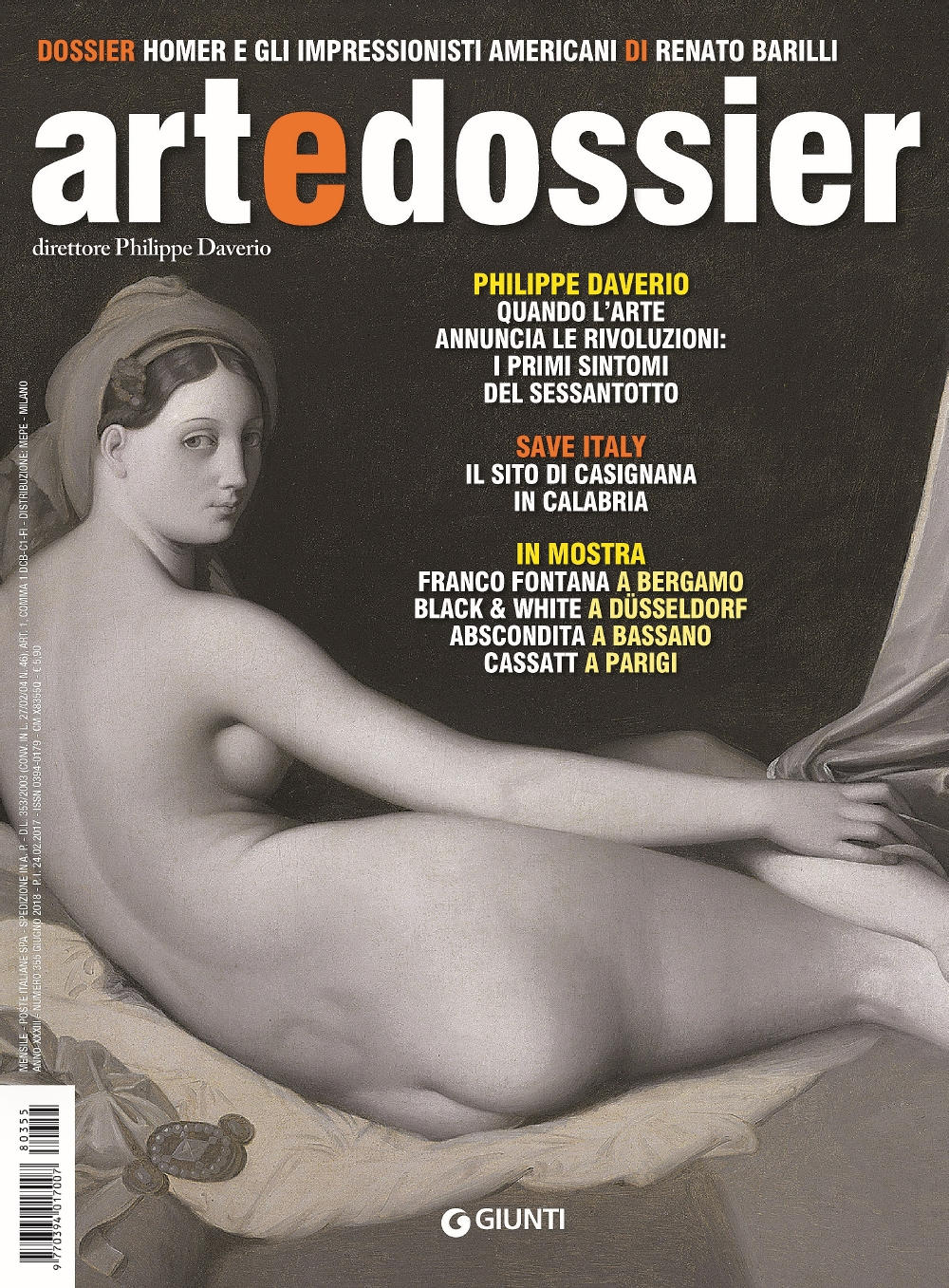Art e dossier n. 355, giugno 2018::allegato a questo numero il dossier: Homer e gli impressionisti americani di Renato Barilli