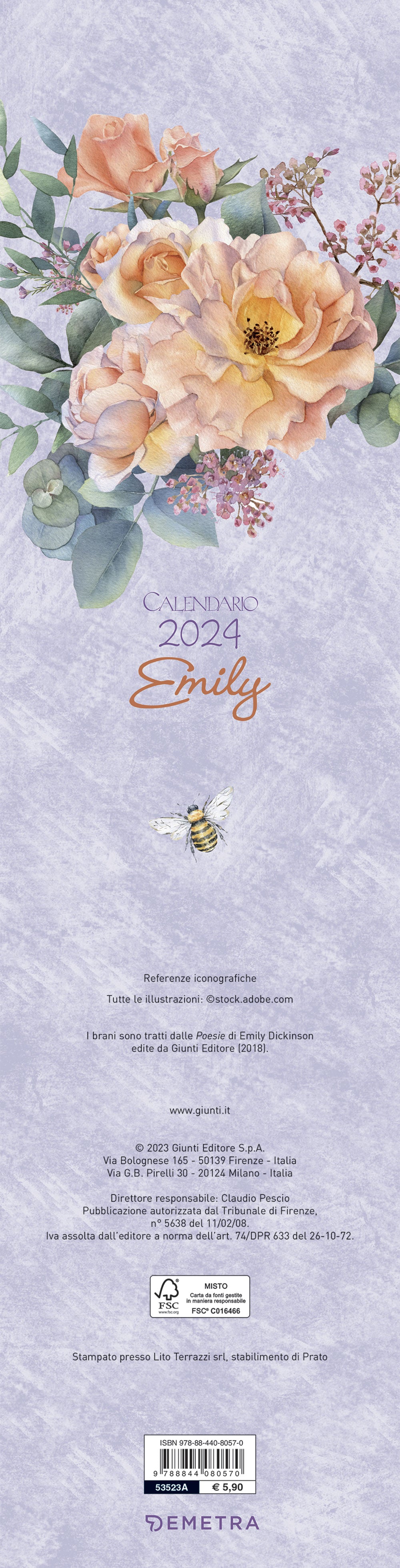 Calendario Emily stretto 2024 da parete (12.5 x 48 cm)