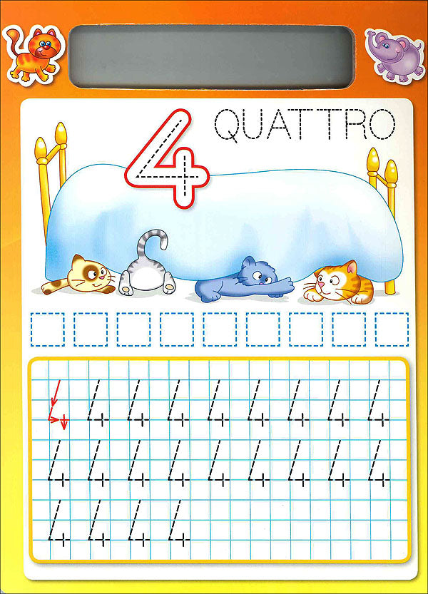 Imparo i numeri con il libro lavagna - 4/6 anni::Scrivo, cancello, riscrivo! - Con pennarello con inchiostro a base d'acqua