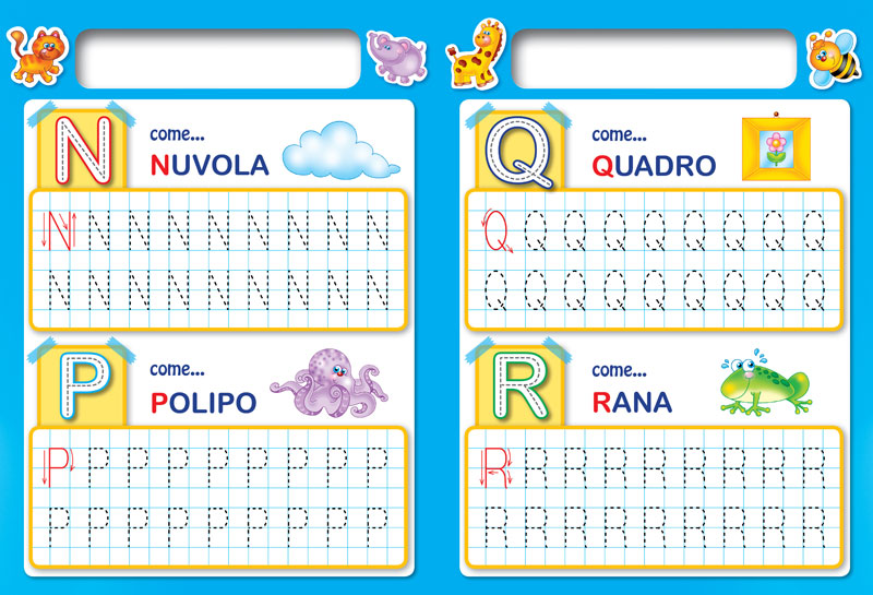 Imparo le lettere con il libro lavagna - 4/6 anni::Scrivo, cancello, riscrivo! - Con pennarello con inchiostro a base d'acqua