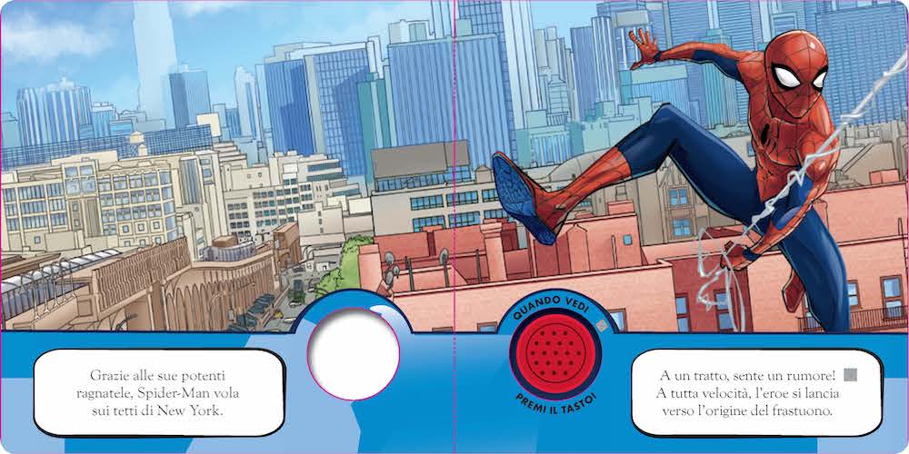 Spiderman Premi e ascolta Una storia da leggere con 4 suoni::Premi il tasto e ascolta! Con 4 suoni diversi