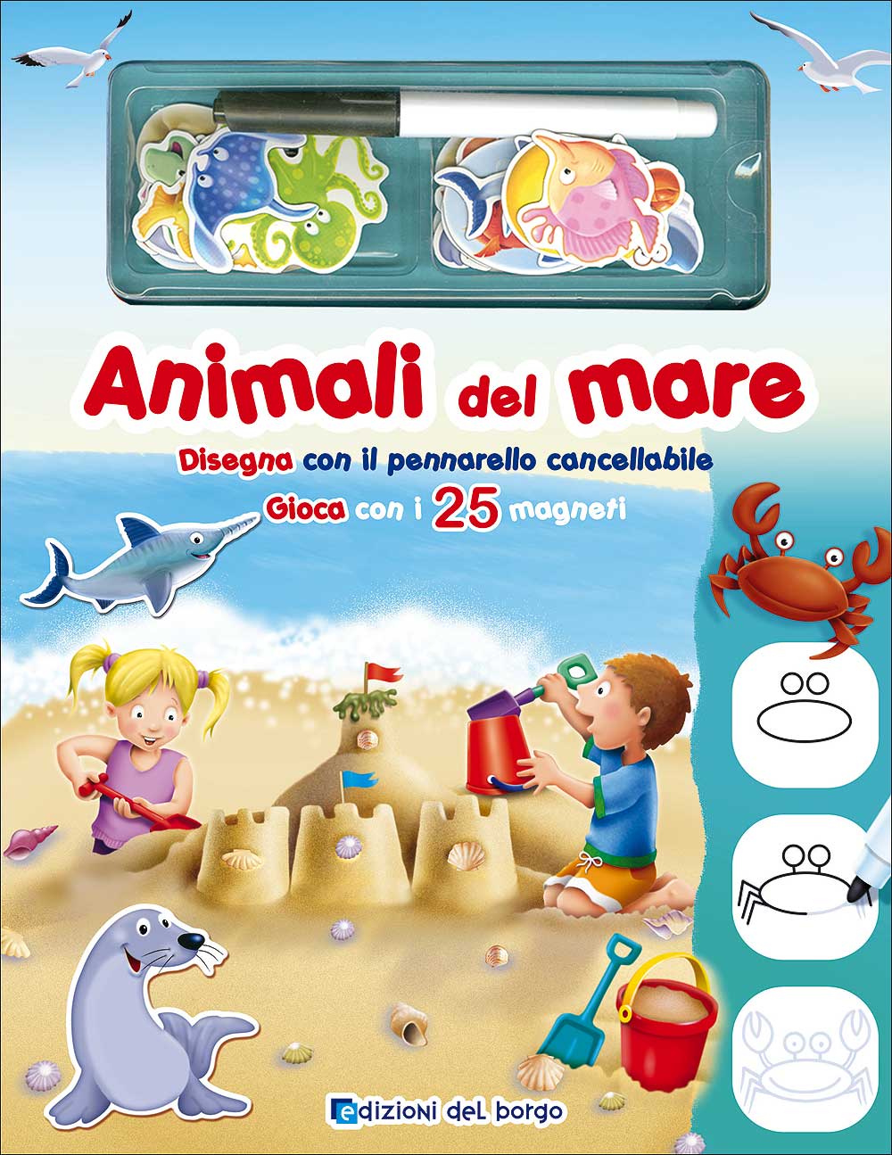 Animali del mare::Disegna con il pennarello cancellabile - Gioca con i 25 magneti
