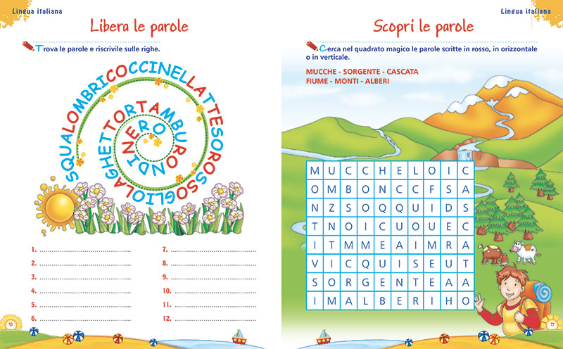 Leggo scrivo conto in vacanza - 6/7 anni::Attività di ripasso di italiano e matematica