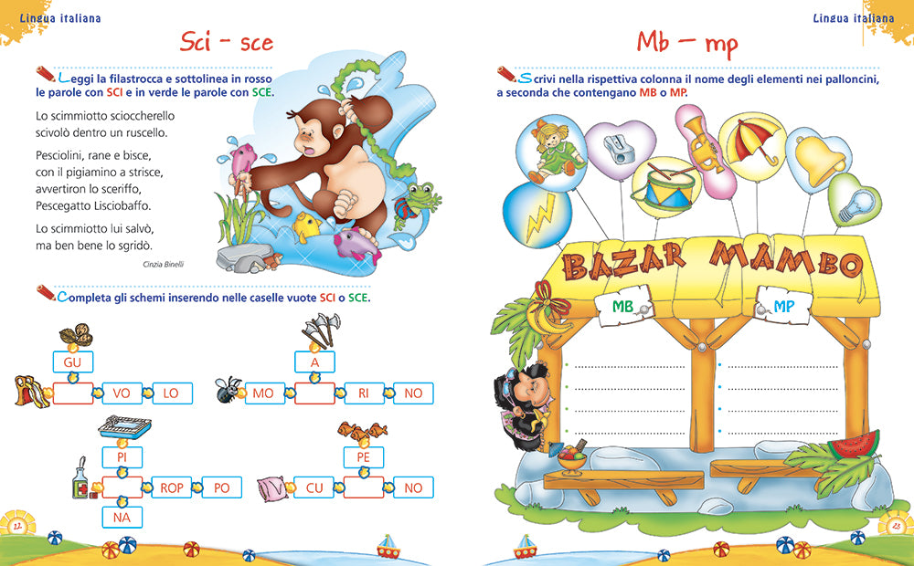 Leggo scrivo conto in vacanza - 6/7 anni::Attività di ripasso di italiano e matematica