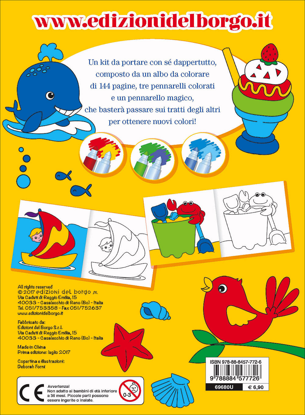 Colora in vacanza con i pennarelli magici::Vacanze, mare, animali, mezzi di trasporto e tanto altro! - Con 4 pennarelli magici