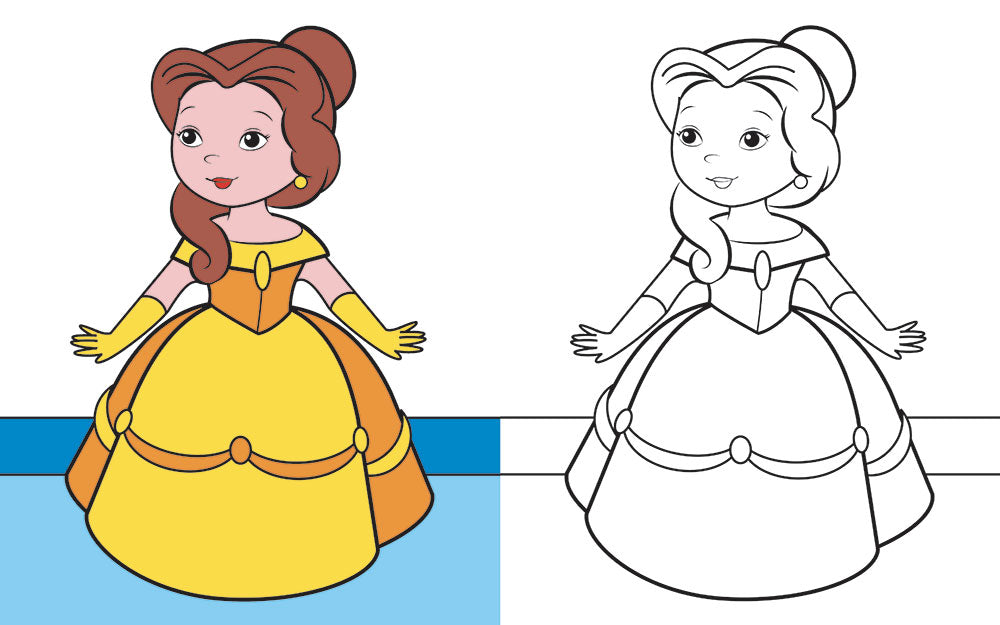 Colorare in 3D - Principesse::Tante pagine da colorare - 5 soggetti da costruire