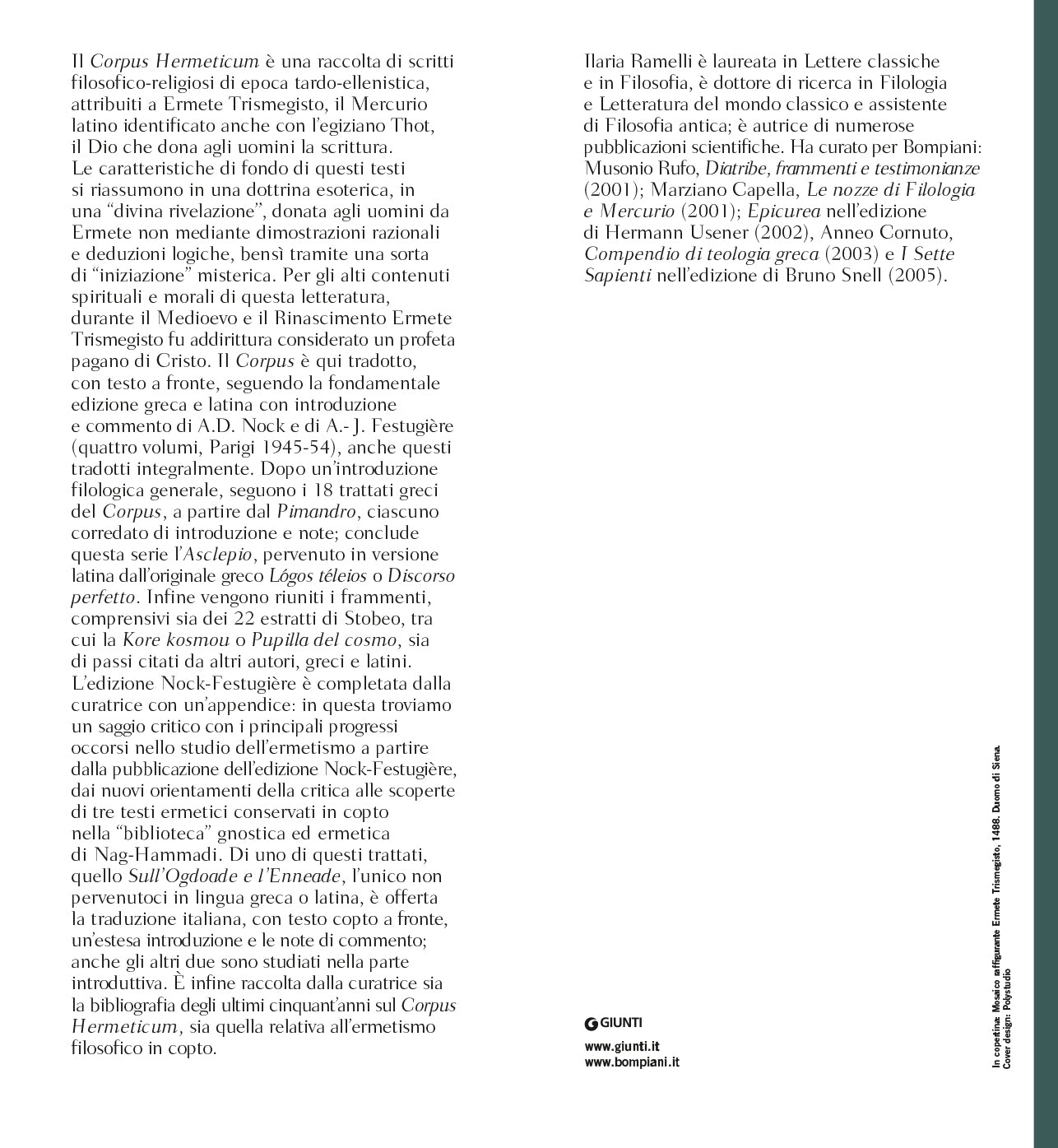 Corpus Hermeticum::Edizione e commento di A.D. Nock e A.-J. Festugière - Testo greco, latino e copto
