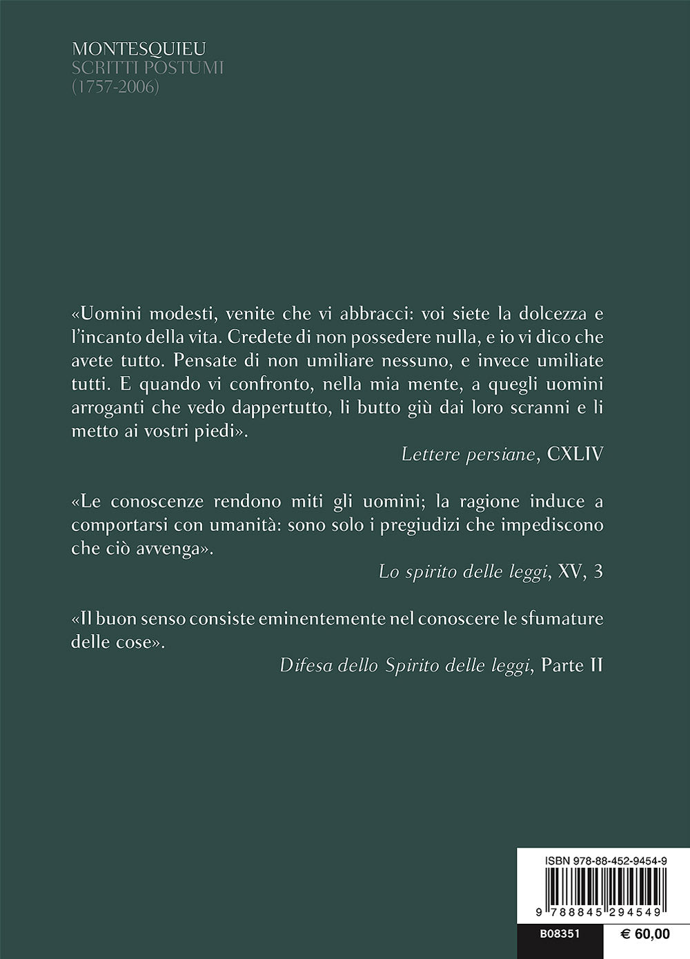 Scritti postumi (1757-2006)::Testo francese a fronte