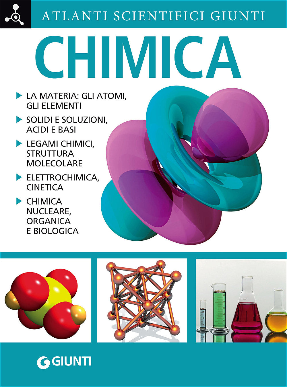 Chimica::La materia: gli atomi, gli elementi. Solidi e soluzioni, acidi e basi. Legami chimici, struttura molecolare. Elettrochimica, cinetica. Chimica nucleare, organica e biologica.