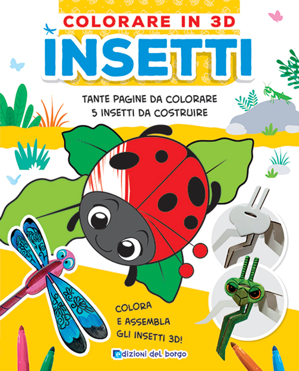 Colorare in 3D Insetti::Tante pagine da colorare - 5 insetti da costruire