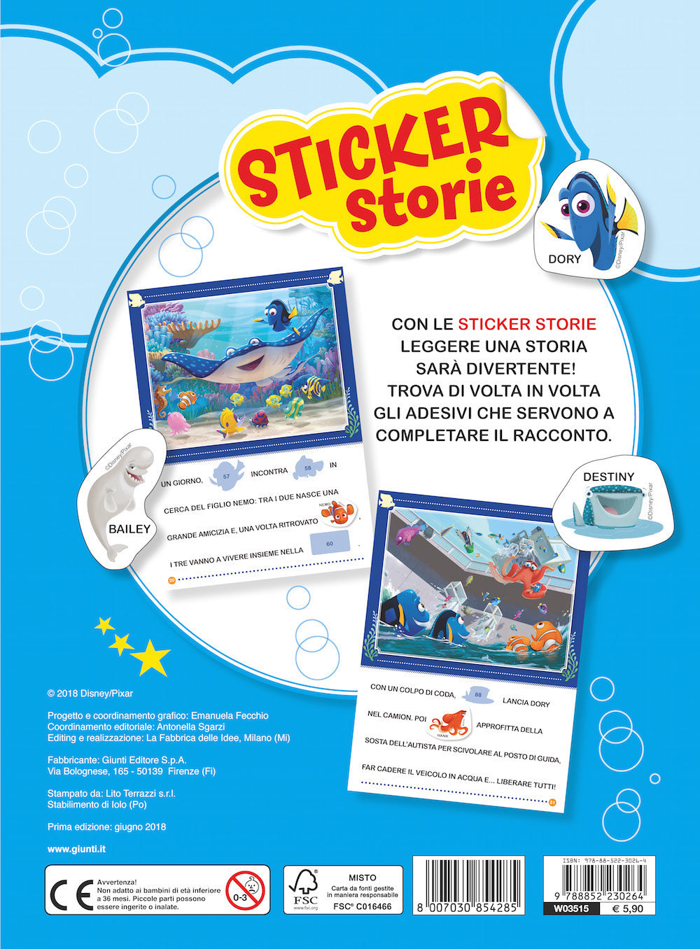 Sticker Storie - Disney Pixar. Alla ricerca di Nemo/Alla ricerca di Dory::Leggi - Stacca - Attacca