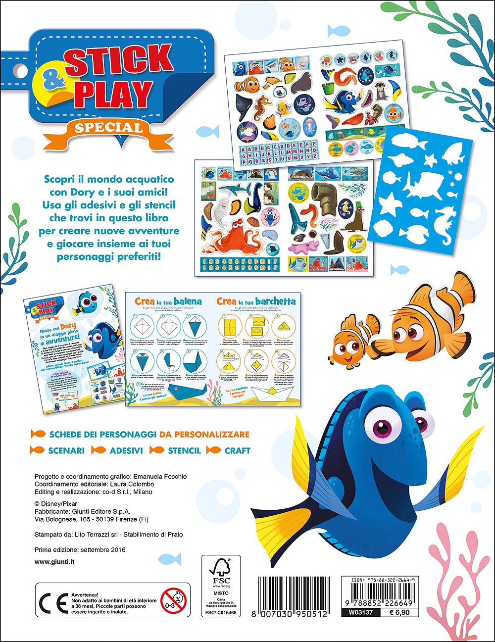 Stick&Play Special - Alla ricerca di Dory::Crea il tuo mondo fra i pesci - Più di 140 adesivi