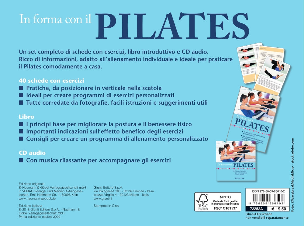 In forma con il Pilates + CD audio::Il set contiene: 40 schede di esercizi, libro, CD audio