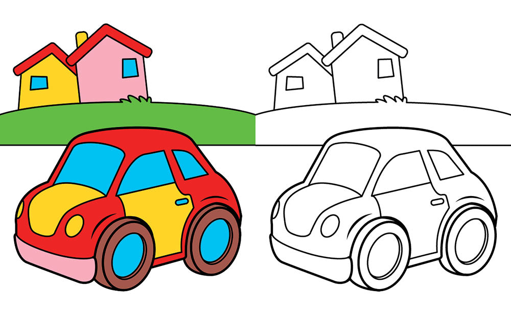 Colora i veicoli + pennarelli::Tanti bellissimi veicoli tutti da colorare!