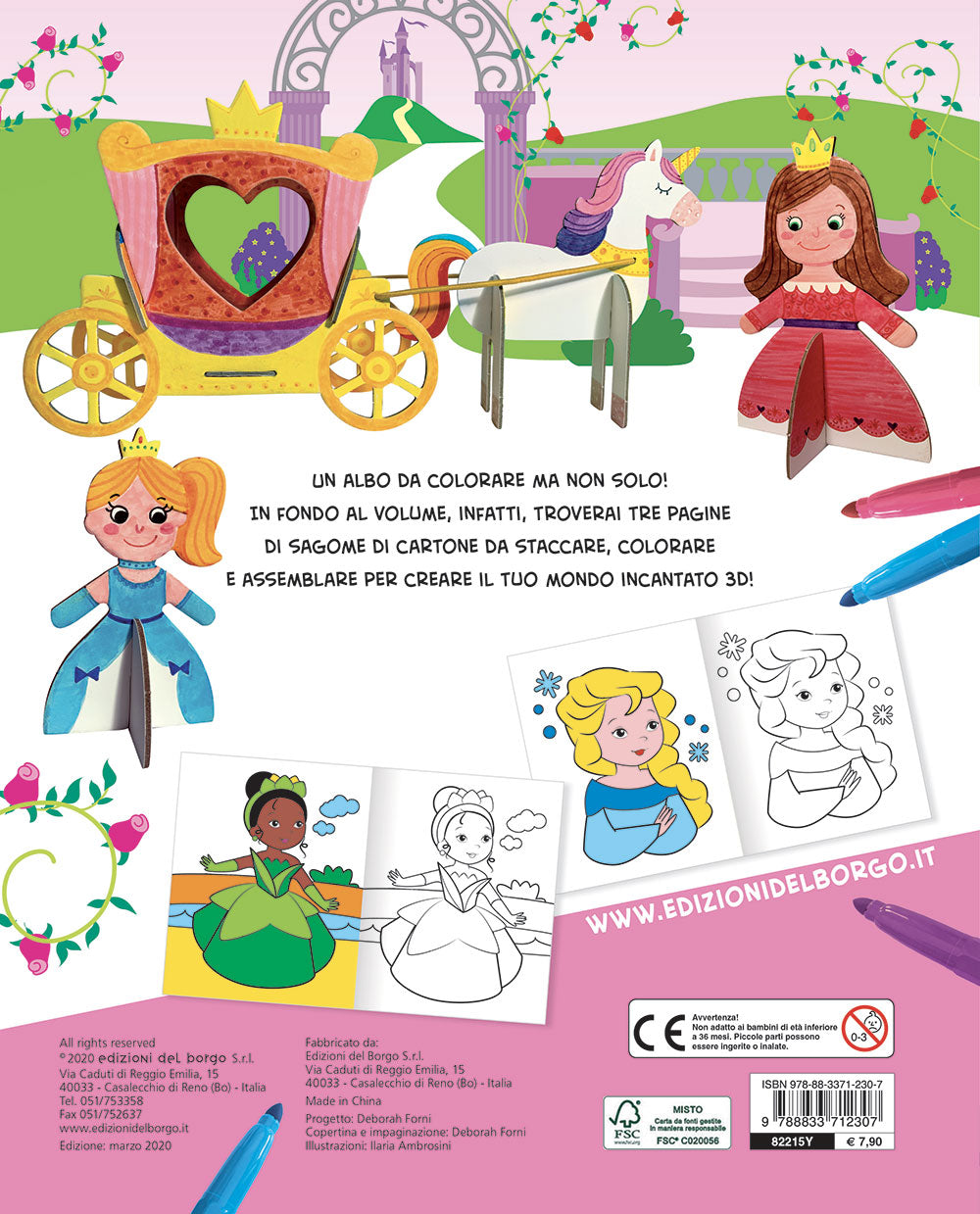 Colorare in 3D - Principesse::Tante pagine da colorare - 5 soggetti da costruire