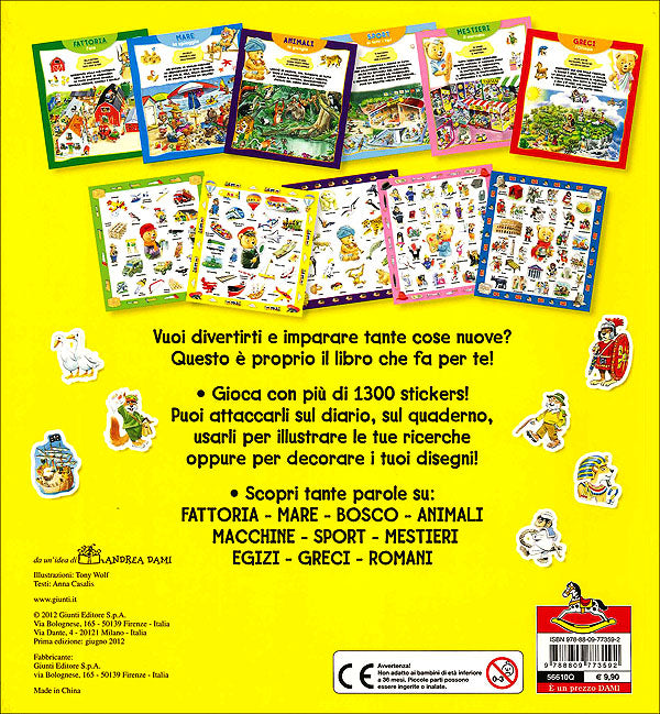 1000 stickers::Fattoria - Mare - Bosco - Animali - Macchine - Sport - Mestieri - Egizi - Greci - Romani