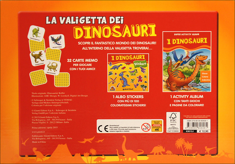 La valigetta dei Dinosauri::1 activity album - 1 albo stickers - 32 carte memo