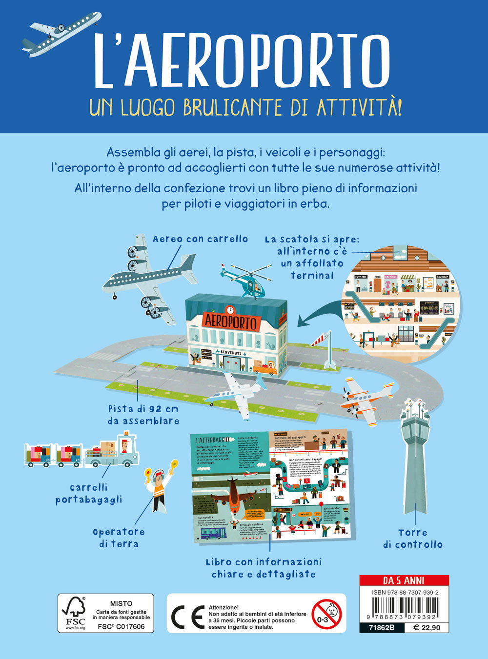 L'aeroporto::Un luogo brulicante di attività! - Contiene: libro di 32 pagine, aeroporto-scenario con modellini da staccare e assemblare