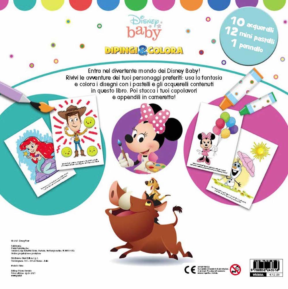 Disney Baby Dipingi e colora::10 acquerelli - 12 mini pastelli - 1 pennello