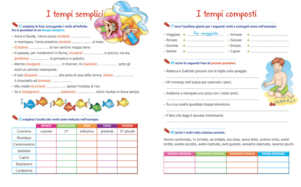 Leggo scrivo conto in vacanza - 9/10 anni::Attività di ripasso di italiano e matematica