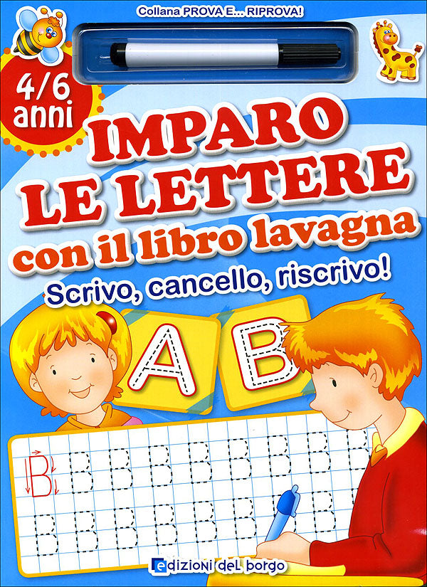 Imparo le lettere con il libro lavagna - 4/6 anni::Scrivo, cancello, riscrivo! - Con pennarello con inchiostro a base d'acqua